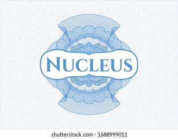 Light blue abstract rosette with text Nucleus inside