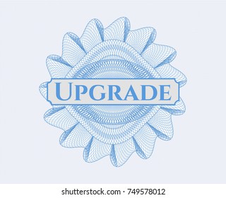 Light blue abstract rosette with text Upgrade inside