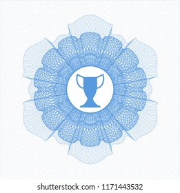 Light blue abstract rosette with trophy icon inside