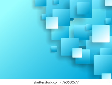 Fondo vectorial del concepto de cuadrados tecnológicos abstractos de azul claro