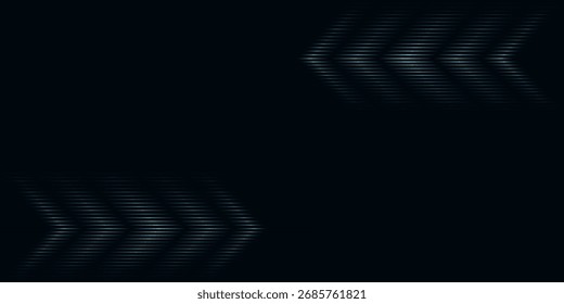 Las flechas azul claro sobre fondo oscuro con patrones punteados realzan la estética luminosa y de alta tecnología del gráfico