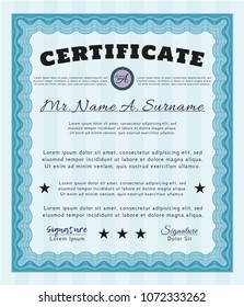  Light blue Awesome Certificate template. Nice design. With complex background. Customizable, Easy to edit and change colors. 