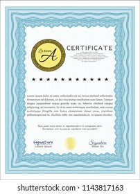 Light blue Awesome Certificate template. Money style design. Easy to print. Customizable, Easy to edit and change colors. 