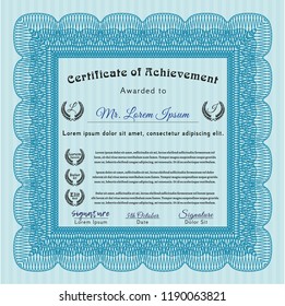 Light blue Awesome Certificate template. Easy to print. Money style design. Vector illustration. 