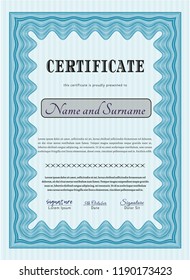 Light blue Awesome Certificate template. Printer friendly. Money design. Customizable, Easy to edit and change colors. 
