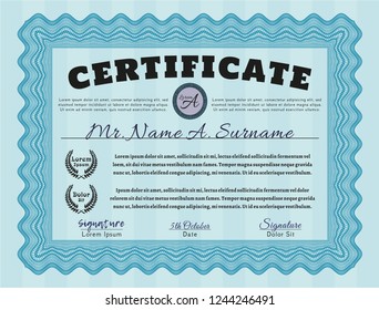 Light blue Awesome Certificate template. Detailed. Easy to print. Superior design. 