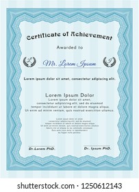Light blue Awesome Certificate template. Cordial design. Detailed. With quality background. 