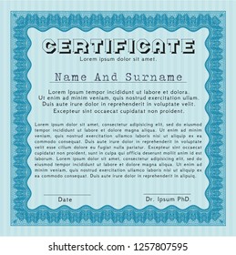 Light blue Awesome Certificate template. Easy to print. Perfect design. Customizable, Easy to edit and change colors. 