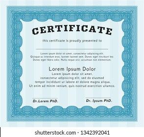 Light blue Awesome Certificate template. Money design. Customizable, Easy to edit and change colors. With quality background. 