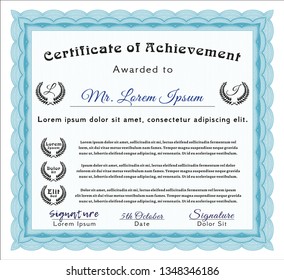 Light blue Awesome Certificate template. With background. Customizable, Easy to edit and change colors. Good design. 