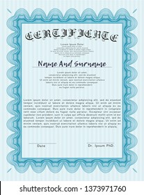 Light blue Awesome Certificate template. Detailed. Easy to print. Superior design. 