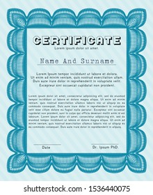 Light blue Awesome Certificate template. Beauty design. Customizable, Easy to edit and change colors. Printer friendly. 