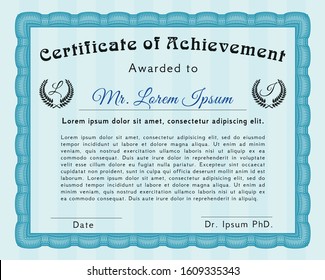 Light blue Awesome Certificate template. Customizable, Easy to edit and change colors. With background. Cordial design. 