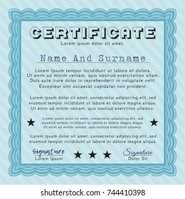 Light blue Awesome Certificate template. With background. Customizable, Easy to edit and change colors. Money Pattern design. 