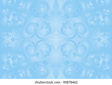 light blue backdrop with floral decoration