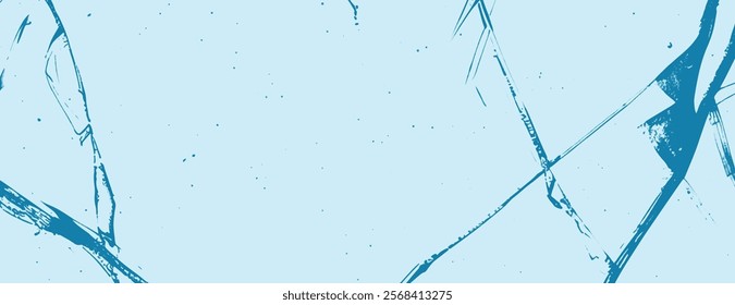 Light blue background with abstract blue splatter patterns. The background is smooth with a dynamic blue texture. Cracked glass background vector. Blue background.