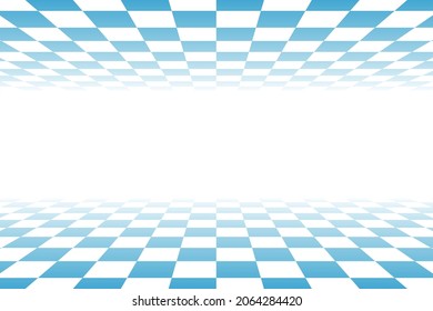 Light blue background with a checkerboard pattern for depth.