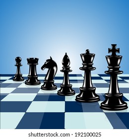 Light blue background with chess