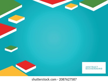 Light blue background with colorful floating blocks. Abstract background for education purposes. Presentation template.