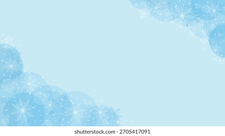 Light Blue Background Decorated With Sparkling Snowflakes In Winter