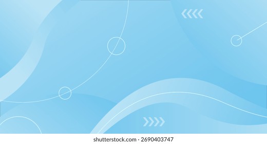 Light blue background featuring abstract shapes, curved lines, circles, and arrow-like geometric patterns, creating a modern and clean design.