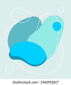 Light blue background with flat round shapes and copy space for text. Abstract underwater silhoette, lines vector illustration. Pastel colors, cold color, aquamarine, cyan. Social media background.