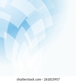 light blue background with flying transparent shapes
