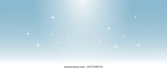 A light blue background with a gradient effect. The background features white star-like sparkles on a smooth blue texture. Gradient sky background vector. Blue background.