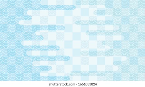 Light blue background illustration with check pattern, continuous ripple pattern, and haze pattern.