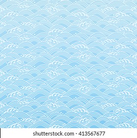 light blue background with Japanese waves.