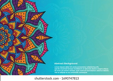 Light blue background with mandala vectors, Ornamental mandala