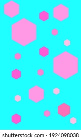 light blue background with mixed pink hexagon pattern. This design can be used as a banner, background, cover, etc.