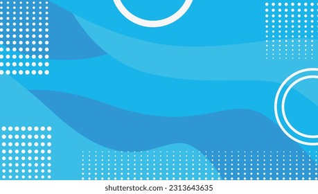Light blue background with modern abstract wave curves and gradient dots. Abstract decoration, gradient lines, circular patterns. Vector illustration