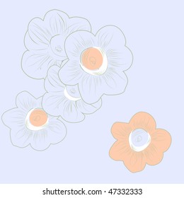 Light blue background with narcissus flowers