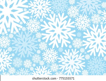 Light Blue background with now flakes or Crystal background; Winter and christmas day concept; design for Wallpaper and other; with space and text input; Vector; Illustration.