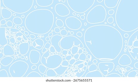 A light blue background with a pattern of various sized interconnected white circles creates a fresh, bubbly, and visually interesting texture, perfect for calming designs