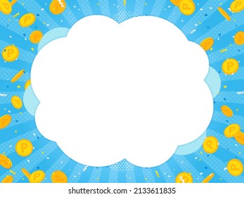 light blue background with point coins and confetti