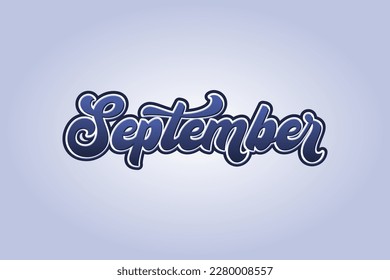 hellblauer Hintergrund mit September-Wort-Typografie und Texteffekt