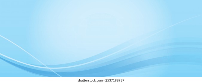 A light blue background with a smooth gradient. The background features soft, flowing wave patterns in blue, creating a serene texture. Minimal abstract wavy gradient vector background