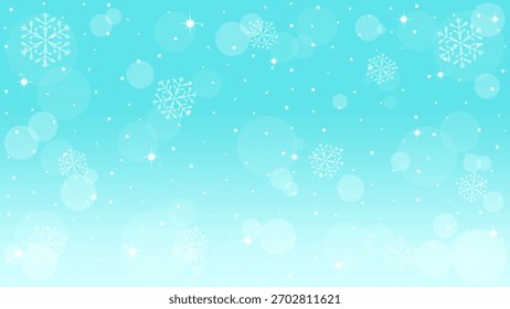 Light Blue Background Wallpaper Decorated With Falling Glittering Snowflakes In Winter