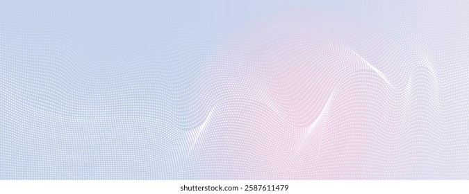 A light blue background with a wavy, dotted texture. The background is smooth, with blue and pink hues creating a calming effect. Neon glow halftone pattern background. Purple background vector.