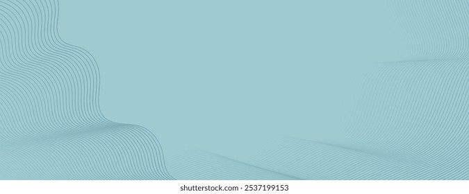 Un fondo azul claro con patrones de línea ondulada. El fondo es suave y calmante, con color azul claro y textura fluida. Fondo de Vector de línea ondulada de gradiente abstracto mínimo