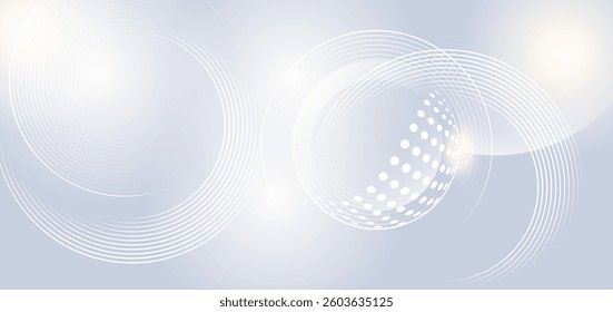 The light blue background with white circles and curves remains, along with the play of white dots that give a sense of movement and dimension, which can create interest.