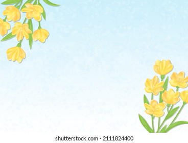 Fondo azul claro con flor amarilla