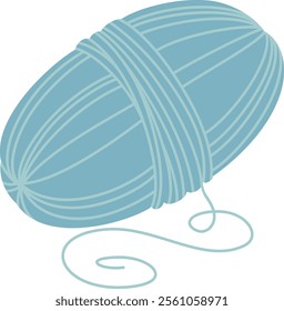 Light blue ball of yarn, tied with its own thread, gently unwinding to reveal the soft fibers used for knitting and crocheting, perfect for various creative projects