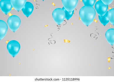 light blue balloon and confetti