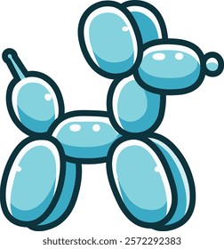 Light blue balloon dog with a cartoonish look and shiny reflections