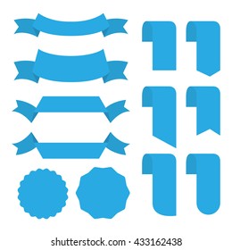 Light Blue banner ribbon vector set isolated background
