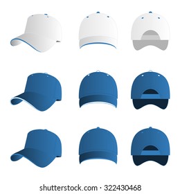 Light Blue Baseball Cap Vector Set