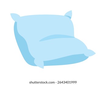 Light Blue Bed Pillow Isolated on White Background in Simple Flat Lay Style